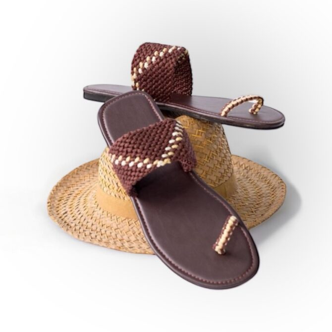 Macrame Slipper & Hat (Brown)