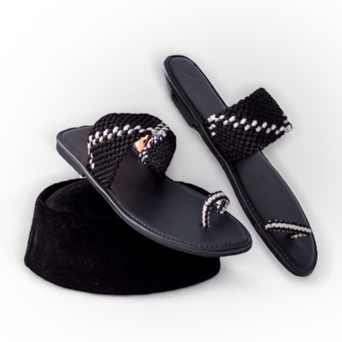 Macrame Slipper & Hat (Black)