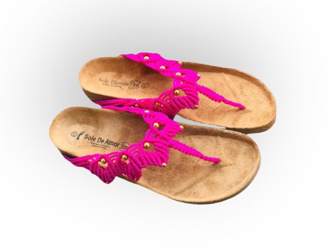 Macrame Slipper with Beads (Pink)