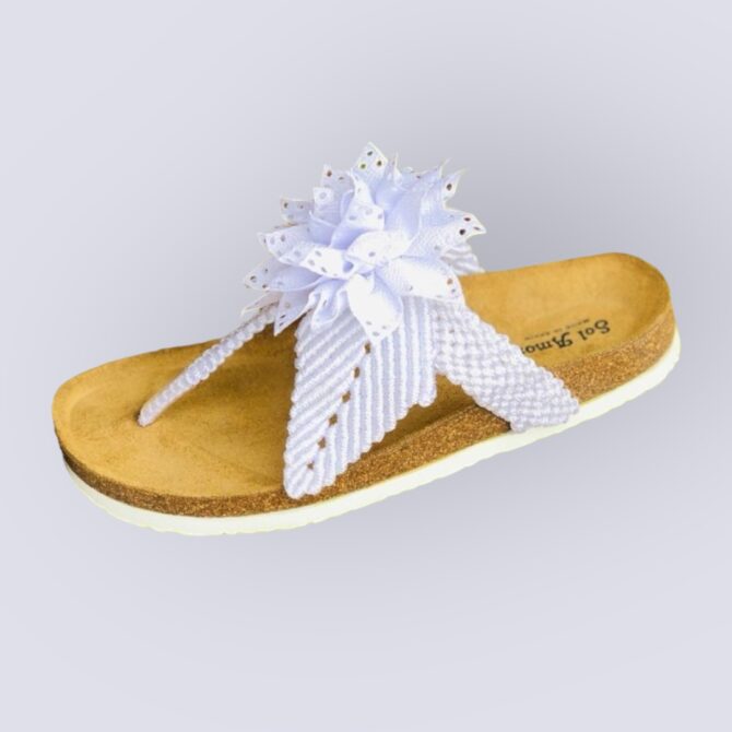 Macrame Flower Slipper (White)