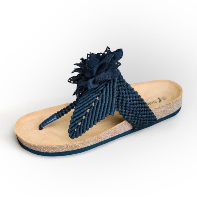 Macrame Feather Slipper (Blue Black)