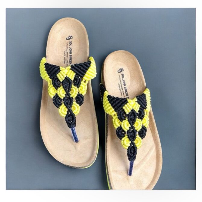 Macrame Slipper (Yellow & Black)