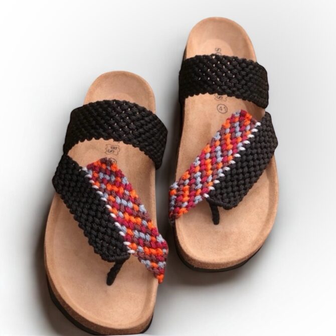 Macrame Black Slipper