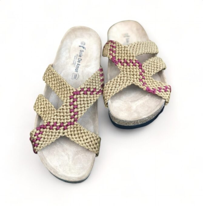 Macrame Brown & Pink Slipper